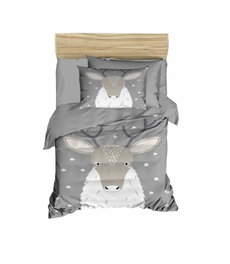 L'essentiel linge de maison PH1101 Juego de Funda Nórdica para Bebé, Microsatina y Algodón, Impresión 3D, Gris y Blanco, 100x150 cm